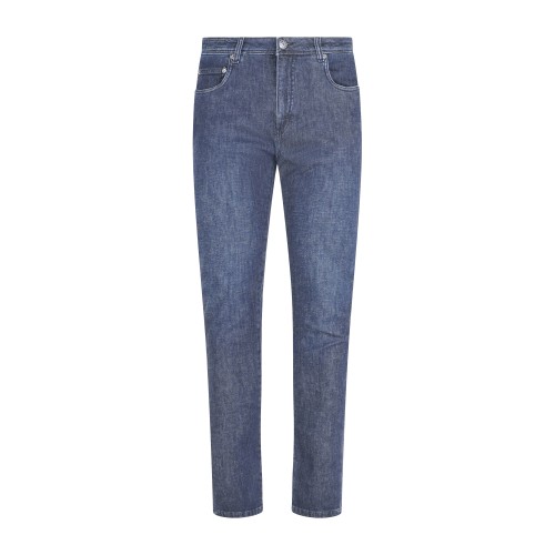 Camouflage - Jeans denim scuro Best Five 5 tasche slim in misto cashmere per