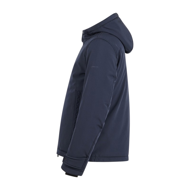 Hamaki-Ho - Giubbotto blu corto in tessuto tecnico con cappuccio per uomo |