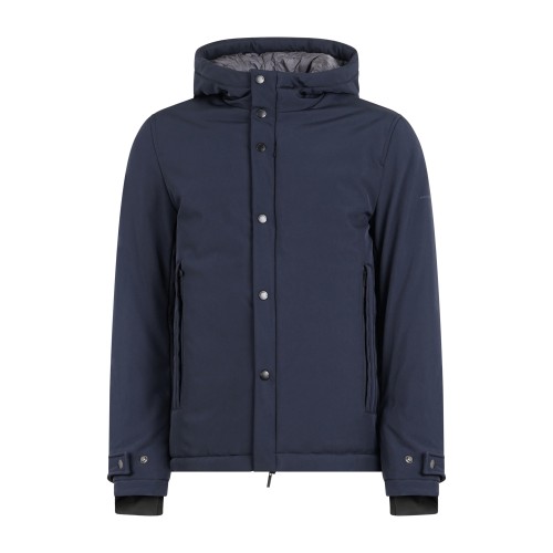 Hamaki-Ho - Giubbotto blu corto in tessuto tecnico con cappuccio per uomo |