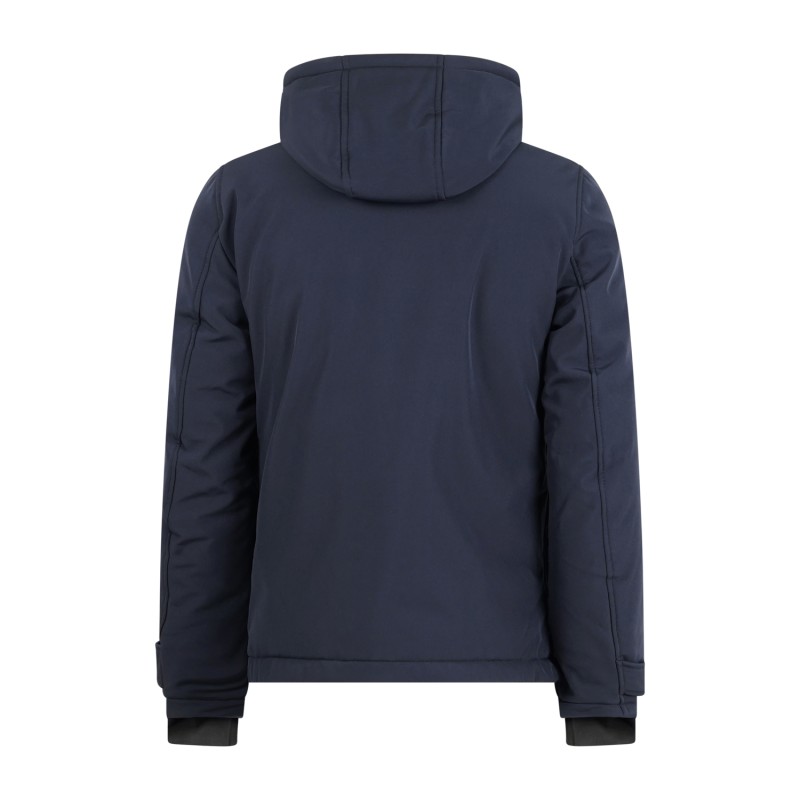 Hamaki-Ho - Giubbotto blu corto in tessuto tecnico con cappuccio per uomo |