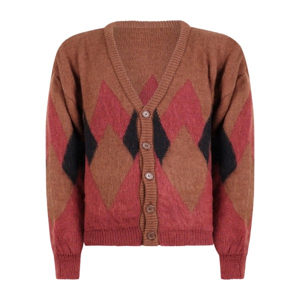 Marsem - Cardigan multicolore a fantasia giometrica in mohair over per uomo |