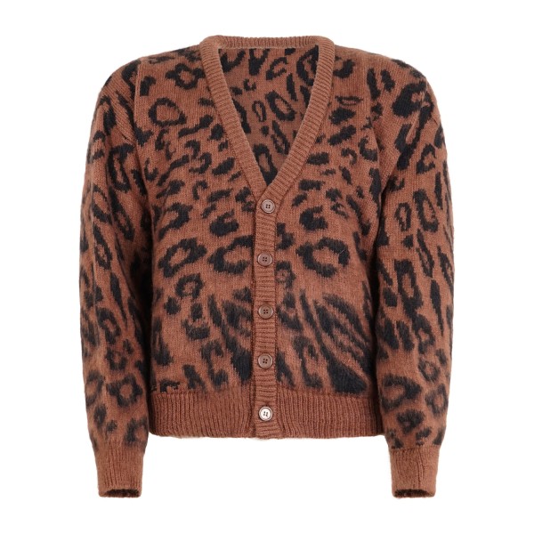 Marsem - Cardigan multicolore a fantasia animalier in mohair over per uomo |