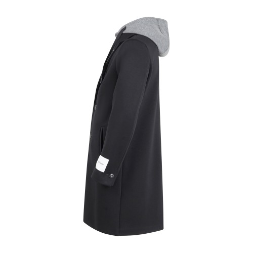 Officina36 - Cappotto nero monopetto con pettorina e cappuccio staccabile ed 2