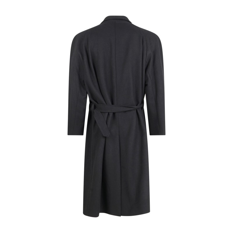 Marsem - Cappotto nero Loden monopetto in lana per uomo | cap074 t250 panno