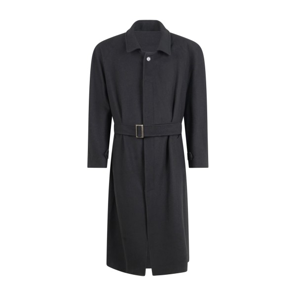 Marsem - Cappotto nero Loden monopetto in lana per uomo | cap074 t250 panno