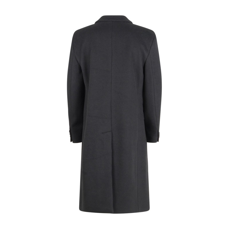 Marsem - Cappotto nero doppiopetto in lana con rever lancia per uomo | cap081