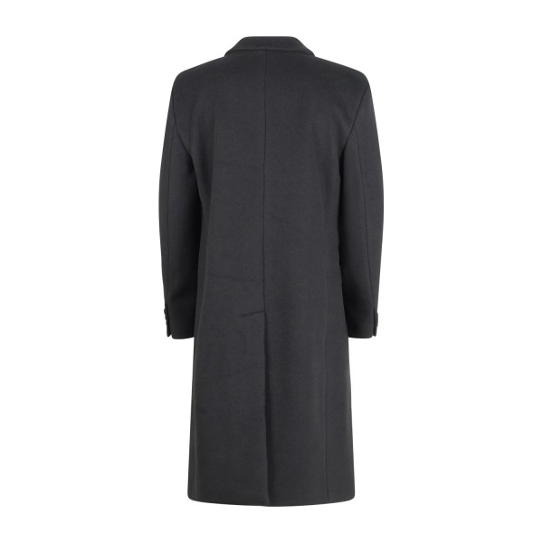 Marsem - Cappotto nero doppiopetto in lana con rever lancia per uomo | cap081