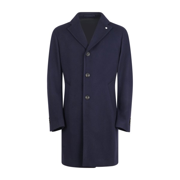L.B.M. 1911 - Cappotto blu monopetto in lana e cashmere per uomo | m7490