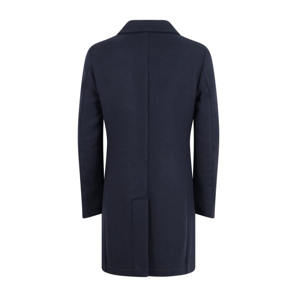 Daniele Alessandrini - Cappotto blu monopetto in lana con chiusura bottoni per