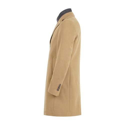 Alessandro Gilles - Cappotto beige monopetto in lana con pettorina staccabile 2