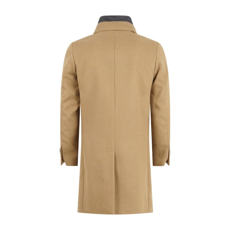 Alessandro Gilles - Cappotto beige monopetto in lana con pettorina staccabile