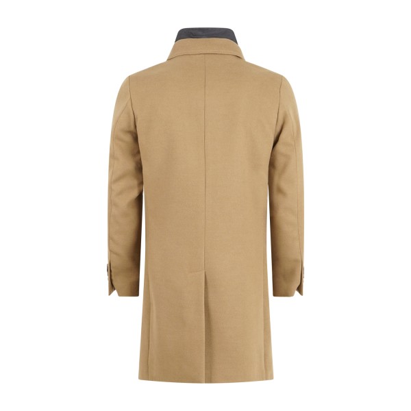 Alessandro Gilles - Cappotto beige monopetto in lana con pettorina staccabile