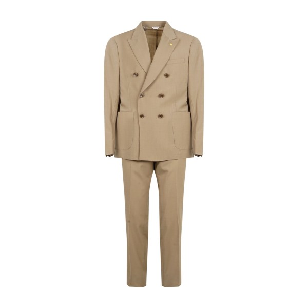Alessandro Gilles - Abito beige doppiopetto sfoderato in fresco lana per uomo |