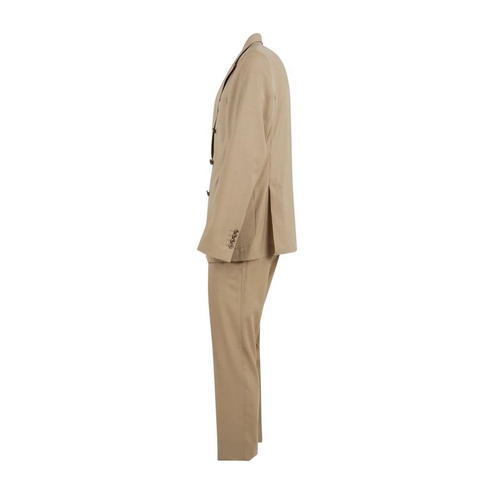 Alessandro Gilles - Abito beige doppiopetto sfoderato in fresco lana per uomo |