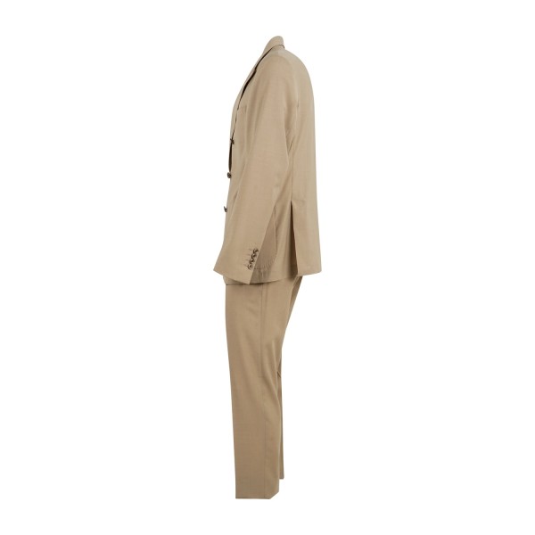 Alessandro Gilles - Abito beige doppiopetto sfoderato in fresco lana per uomo |