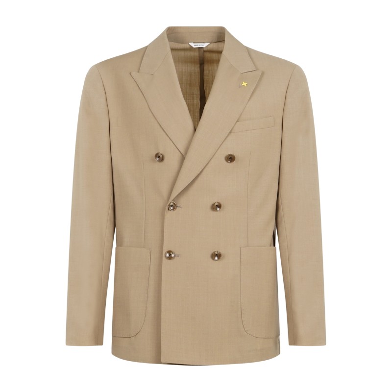 Alessandro Gilles - Abito beige doppiopetto in lana tinta unita per uomo | a740