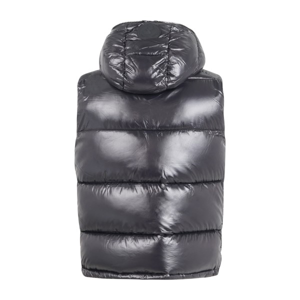 Save The Duck - Gilet nero Dexter in nylon lucido con cappuccio per uomo |