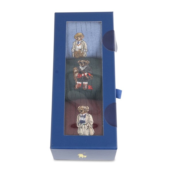 Polo Ralph Lauren - Set di 3 paia di calze multicolore a coste larghe per uomo