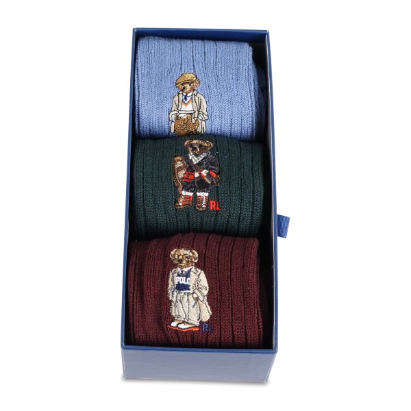 Polo Ralph Lauren - Set di 3 paia di calze multicolore a coste larghe per uomo