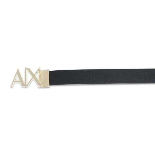 Armani Exchange - Cintura nera in pelle reversibile con fibbia logo firmata A|X 2
