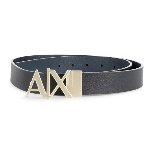 Armani Exchange - Cintura nera in pelle reversibile con fibbia logo firmata A|X