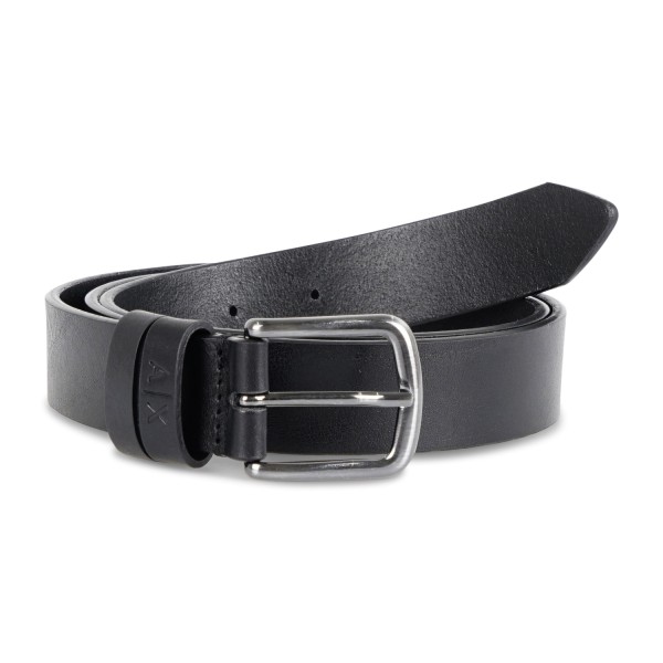 Armani Exchange - Cintura nera in pelle con logo inciso sul passante A|X per