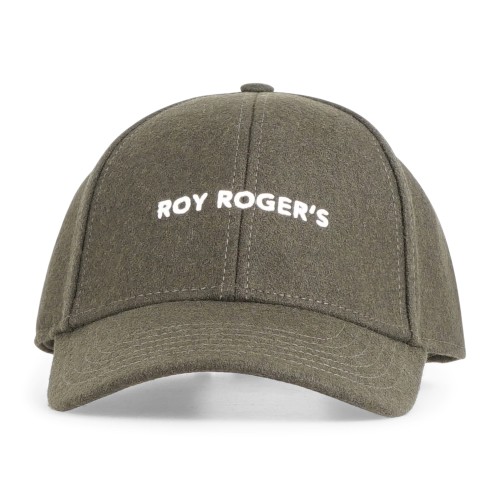 Roy Roger's - Cappello verde con visiera in lana con logo ricamato per uomo |