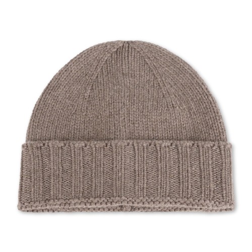 Gran Sasso - Cappello marrone in cashmere con bordo a coste per uomo | cappello