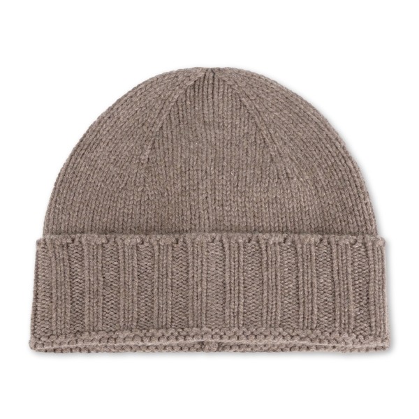 Gran Sasso - Cappello marrone in cashmere con bordo a coste per uomo | cappello