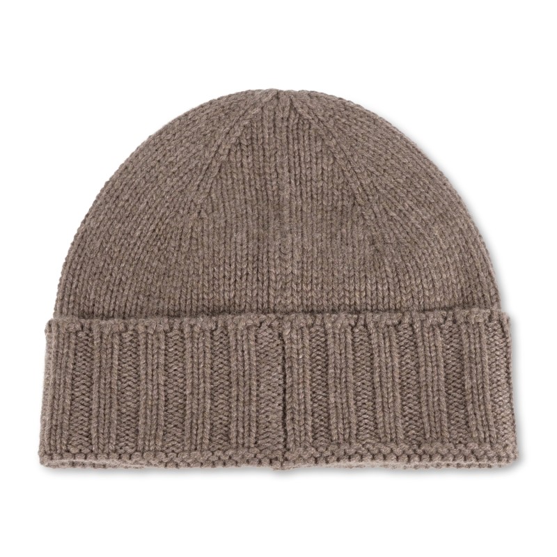 Gran Sasso - Cappello marrone in cashmere con bordo a coste per uomo | cappello