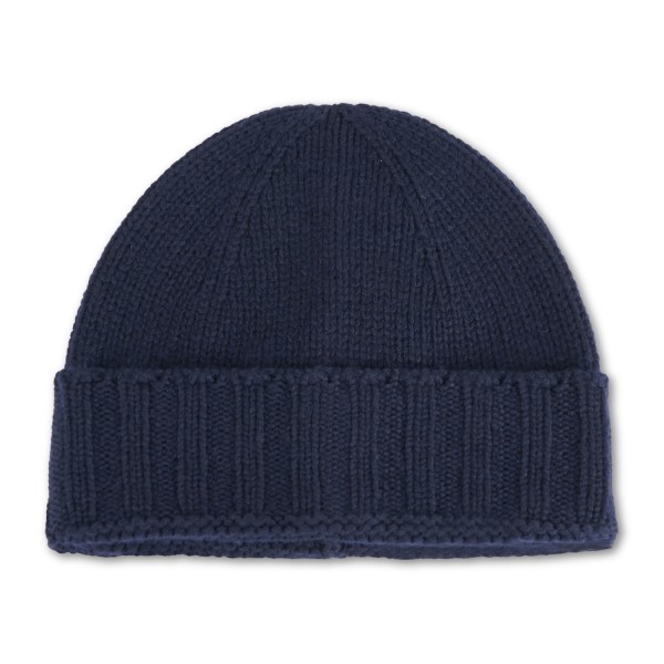 Gran Sasso - Cappello blu in cashmere con bordo a coste per uomo | cappello
