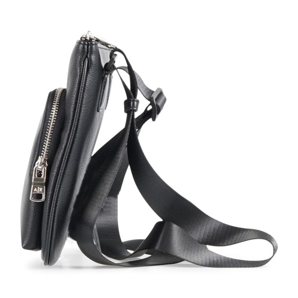 Armani Exchange - Borsa a tracolla nera con patch logo sul fronte per uomo |