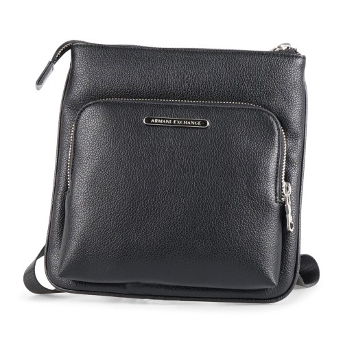 Armani Exchange - Borsa a tracolla nera con patch logo sul fronte per uomo |