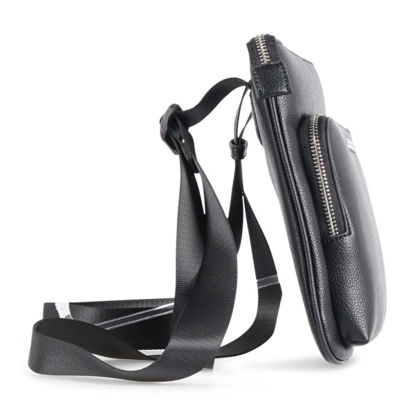 Armani Exchange - Borsa a tracolla nera con patch logo sul fronte per uomo |