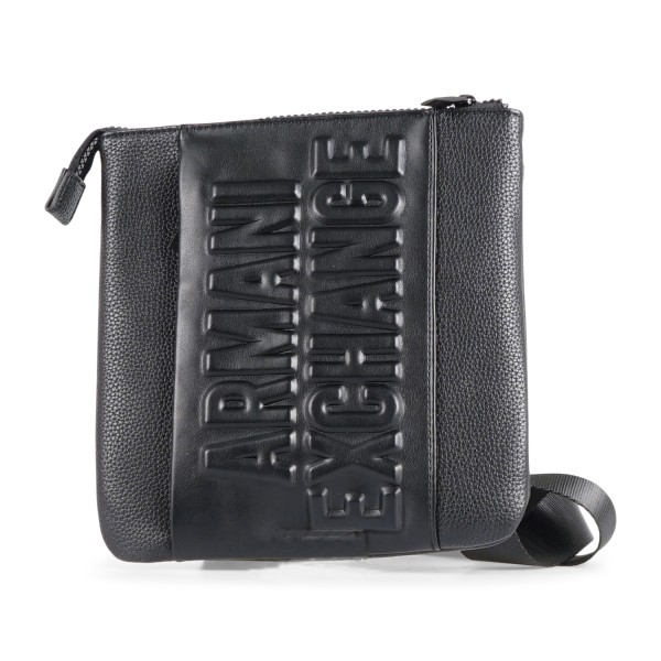 Armani Exchange - Borsa a tracolla nera con logo inciso sul fronte per uomo |