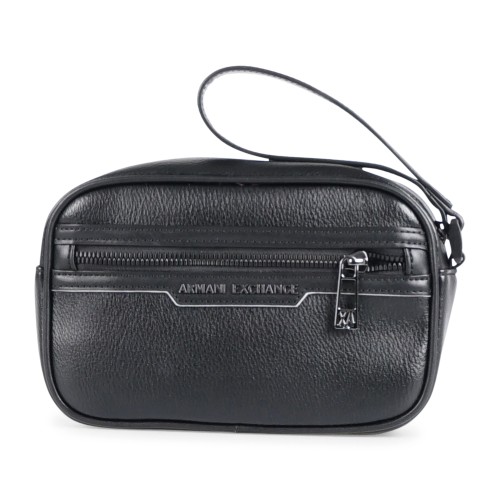 Armani Exchange - Beauty uomo nero in ecopelle conzip frontale logata per uomo