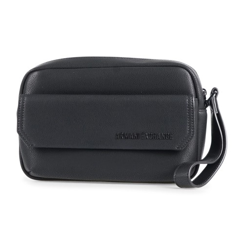 Armani Exchange - Beauty uomo nero in ecopelle con patta centrale per uomo |