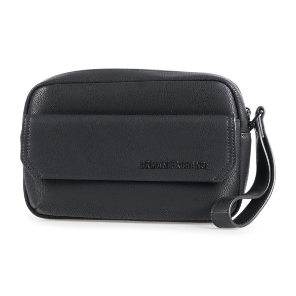 Armani Exchange - Beauty uomo nero in ecopelle con patta centrale per uomo |