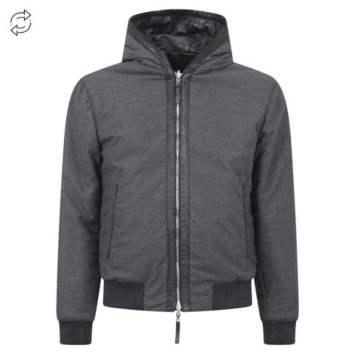 The Jack Leathers - Giubbotto nero con cappuccio reversibile in pelle o