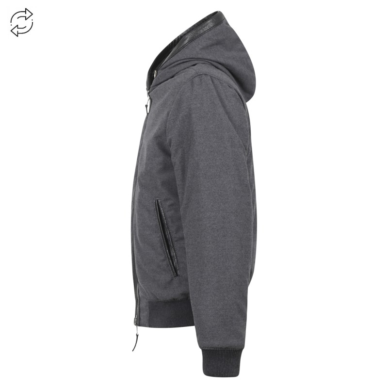 The Jack Leathers - Giubbotto nero con cappuccio reversibile in pelle o