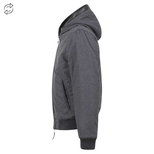 The Jack Leathers - Giubbotto nero con cappuccio reversibile in pelle o