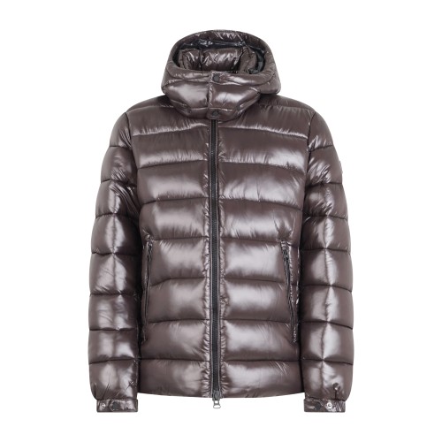 Save The Duck - Giubbotto marrone Florian in tessuto lucido con cappuccio per