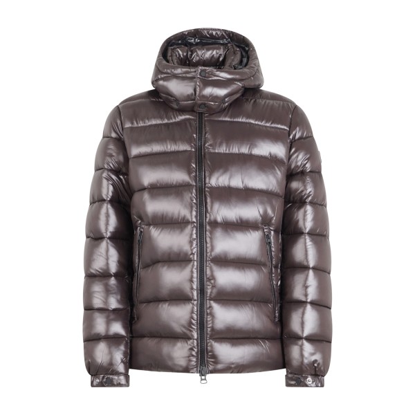 Save The Duck - Giubbotto marrone Florian in tessuto lucido con cappuccio per