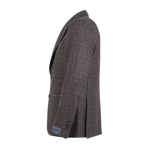 Sartoria Latorre - Giacca marrone monopetto a fantasia check in lana Drop 4 per 2