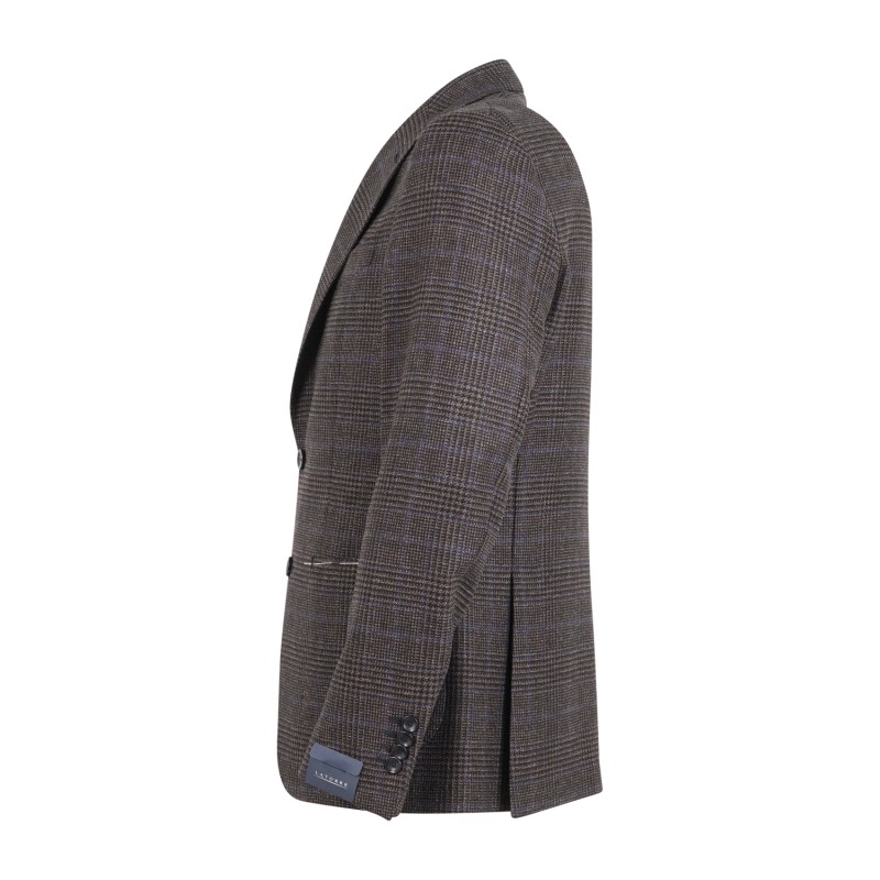 Sartoria Latorre - Giacca marrone monopetto a fantasia check in lana Drop 4 per