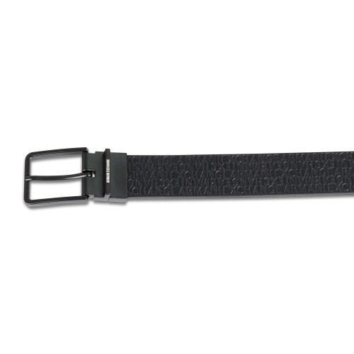 Armani Exchange - Cintura nera reversibile con fantasia all over per uomo | 2