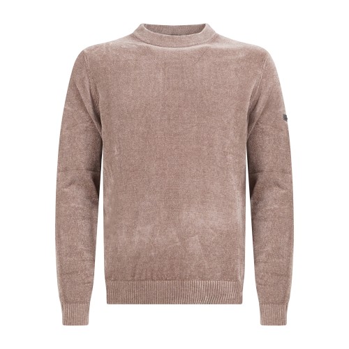 Unity - Maglione marrone girocollo in ciniglia con filati tecnici per uomo |