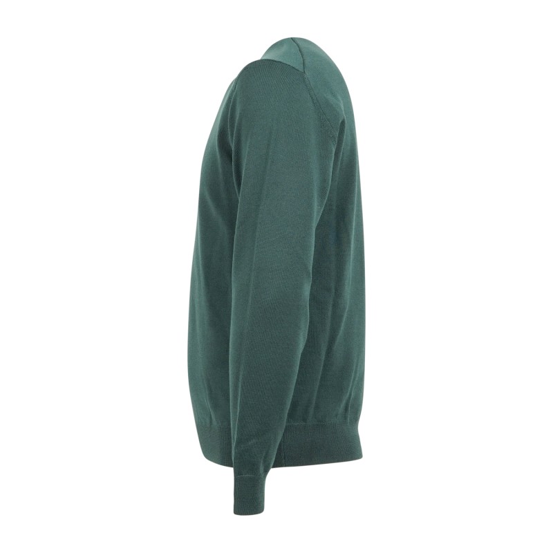 +39 Masq - Maglione girocollo verde lana merino extrafine per uomo | m5625-5000