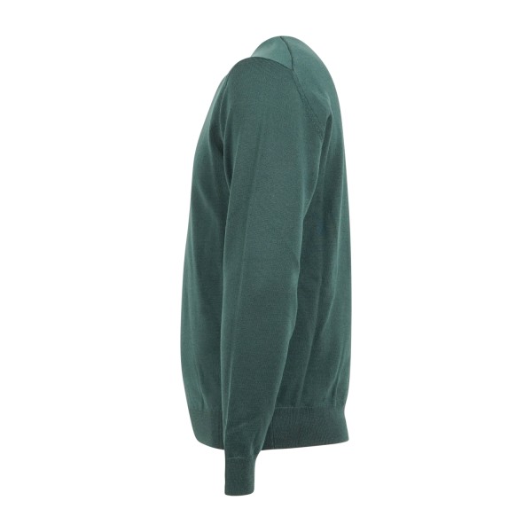 +39 Masq - Maglione girocollo verde lana merino extrafine per uomo | m5625-5000