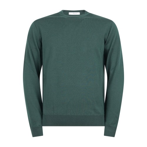+39 Masq - Maglione girocollo verde lana merino extrafine per uomo | m5625-5000